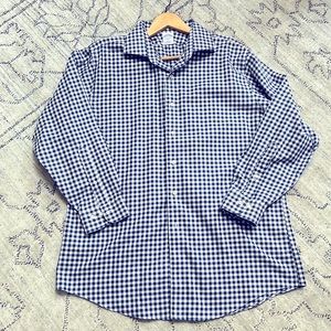 Brooks Brothers 346 Blue Gingham Check Non-Iron Slim Fit Shirt